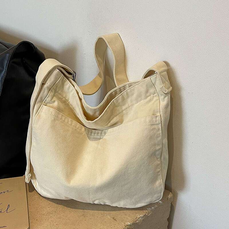 Cotton Canvas Fabric Female Students Crossbody Large Capacity Cloth Tote Bags Shoulder Bag