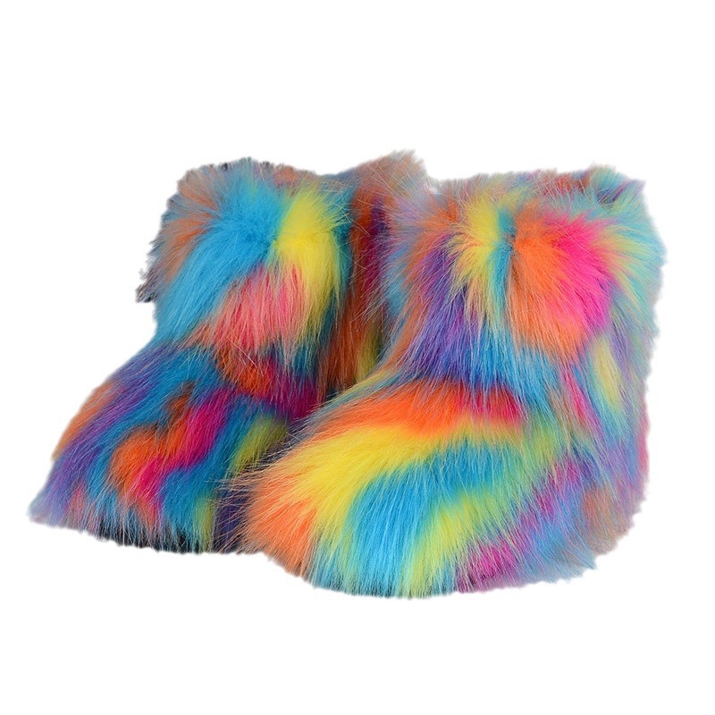 Children Style Boots fur thick bottom trendy orange snow boots for Kids 2025 autumn and winter new fashion casual designer sneaker Size 23-36