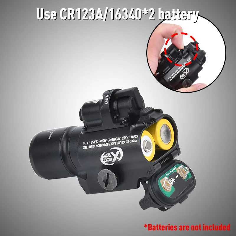 Surefir X400 tactical air gun hanging weapon reconnaissance light 600 lumens LED pistol flashlight with green and red laser indicators X300W241227