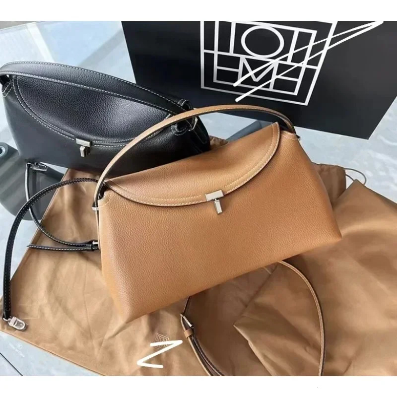 Cowhide Handbagoriginal Nodic Real Leather T Lock Flap Clutch Messenger Bag