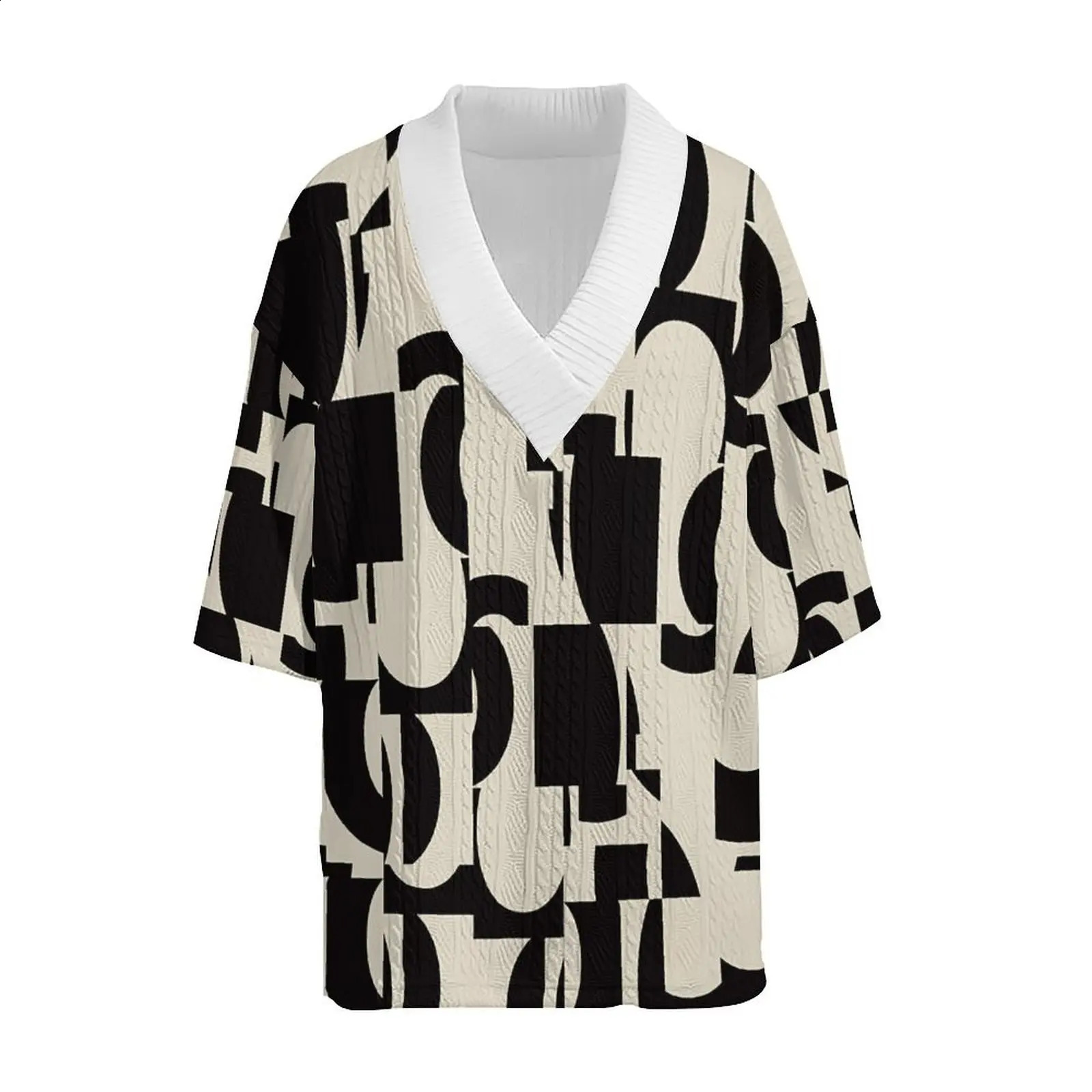 Summer 3D Printed Loose Size Casual Style Plus Size V-neck Knitted Mens T-shirt Two Piece Set 241203