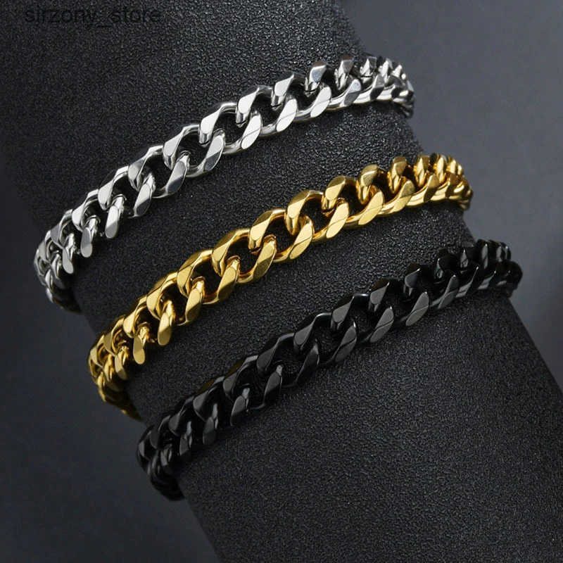 Bangle Hiphat stainless steel curly Cuban chain bracelet for men simple gold chain bracelet for men unisex watch jewelry bracelet gift J241205