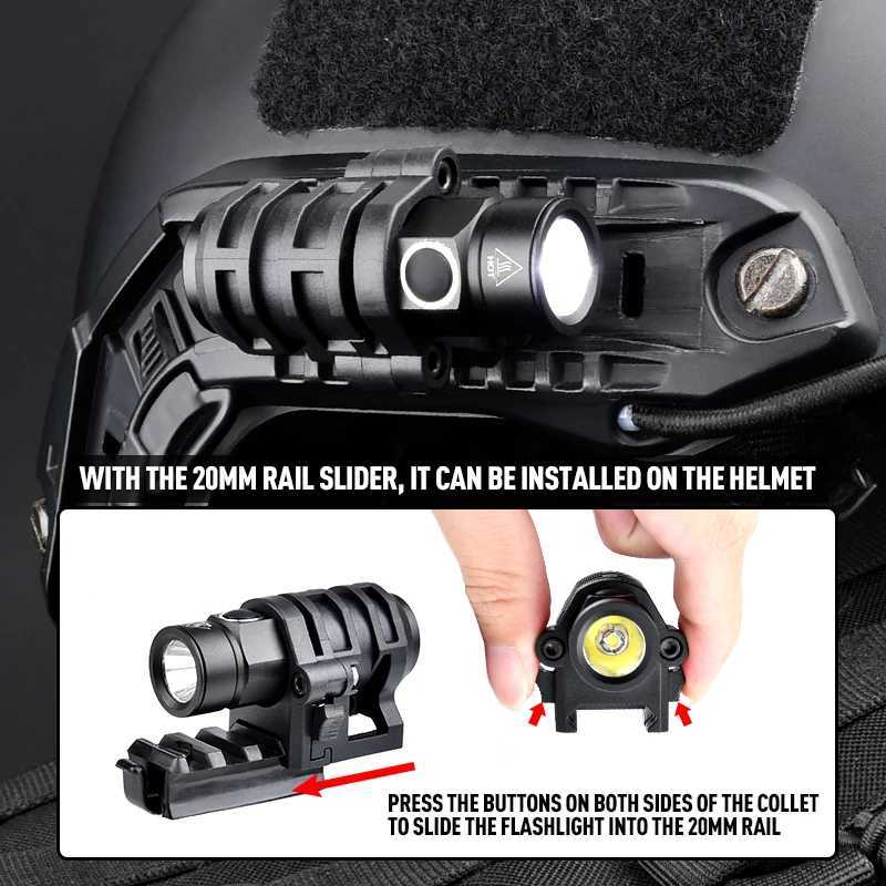 WADSN metal mini strobe flashlight quick helmet headlight 20mm Picatinny track system outdoor hunting mini flashlightW241227