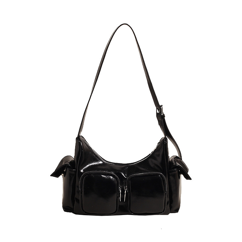 High end multi pocket motorcycle armpit for women 2024 new fashionable women's niche simple single shoulder crossbody bag