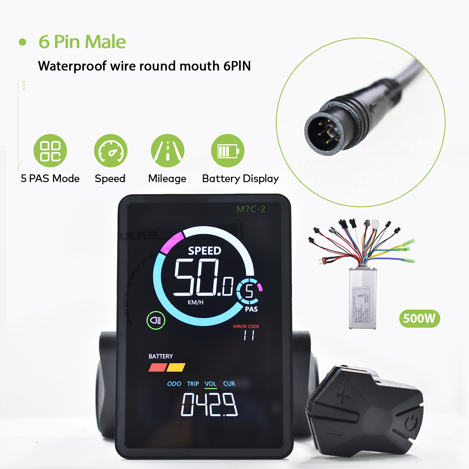 Electric Vehicle Motor Controller - High-Performance 350W Brushless Unit with Colorful LCD Screen Supporting Various Voltage Ranges