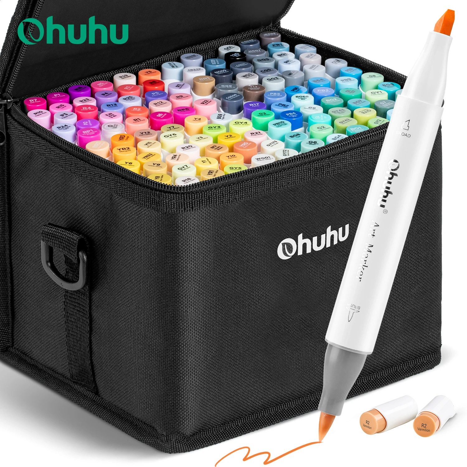 wholesale Ohuhu Honolulu 120 Color Pen Set Alcohol Marking refillable Double Tip Sketch Manga School Art Supplies 241203