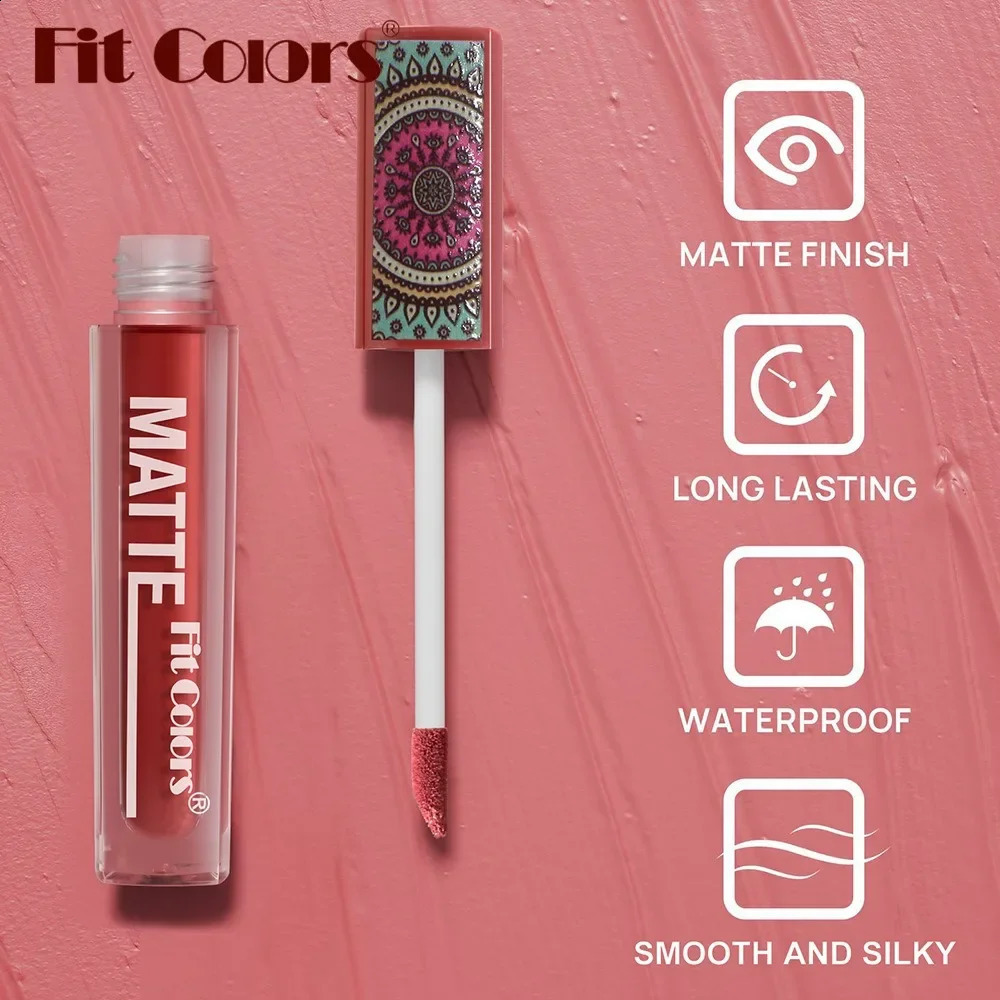6Colors Waterproof Liquid Lipstick Matte Velvet Clay Texture Lip Gloss Bohemian Style Earth Brown Lasting Non Stick Cup Makeup 241204