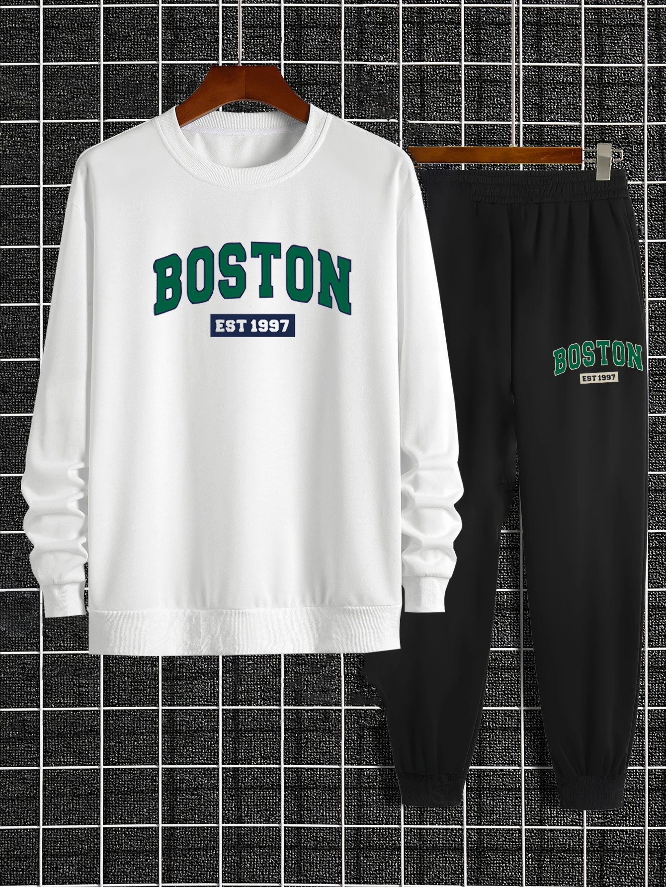 Trendy Hoodie Mens Casual Set Sweater Trouser Printed Versatile Long Sleeve Sweater Mens Sportswear 241203