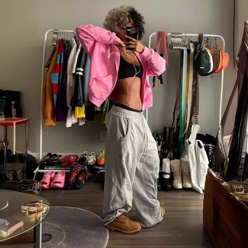 Grey Casual Pants, Street Style Baggy Sweatpants, Autumn And Winter New Styles