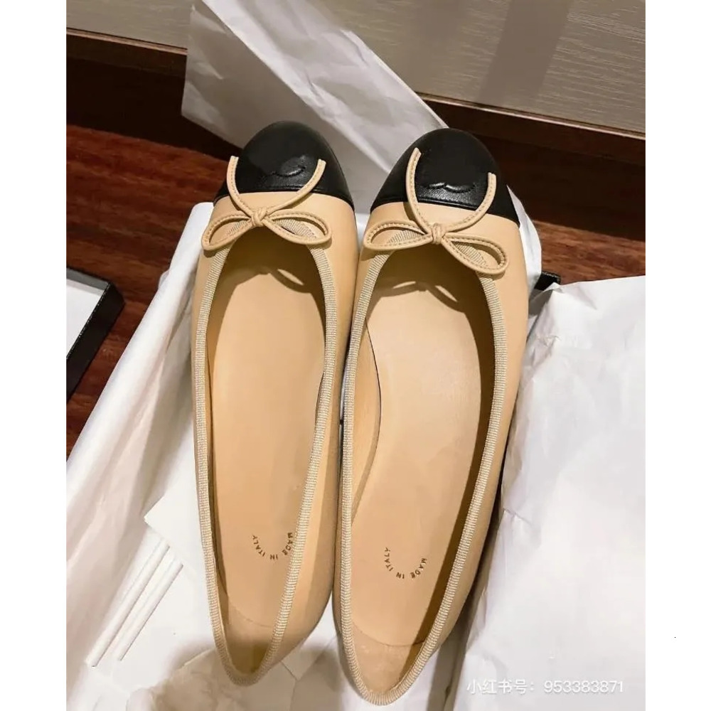 designer shoes Paris designer Black Ballet Flats Shoes Women Quilted Genuine Leather Slip on Ballerina Round Toe Ladies Dress Shoes HJ2G Slingbacks
