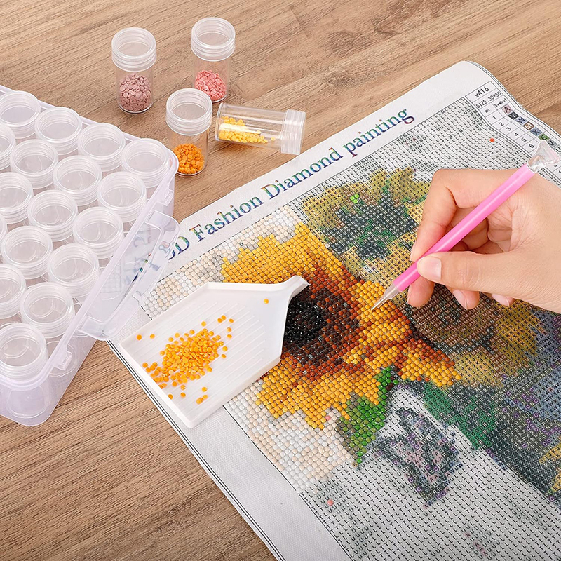 30 Large Transparent Plastic Storage Boxes for Diamond Painting Beads Particles Spices with Convenient Storage Container