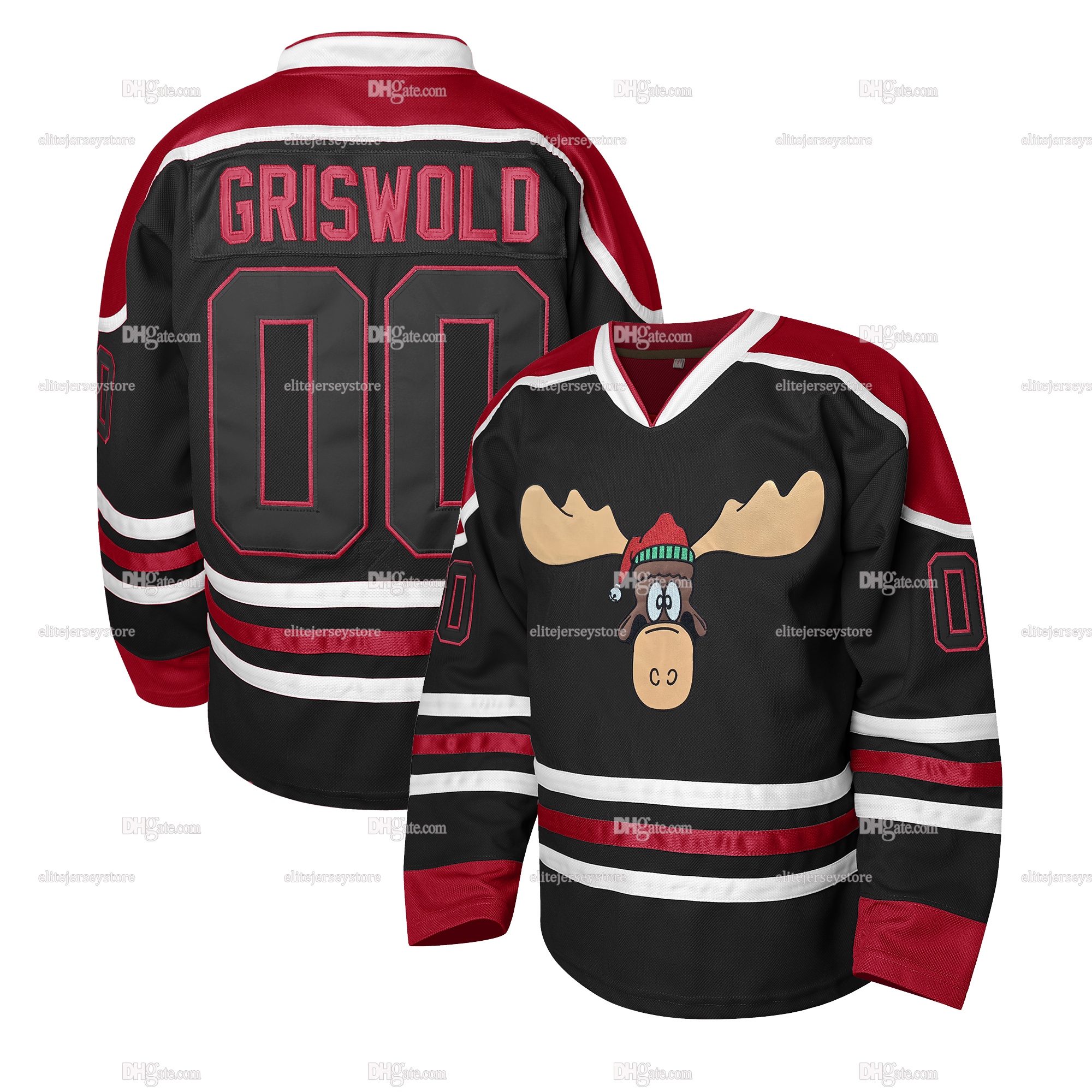 In stock 00 Griswold Hockey Jersey White Red Black Christmas Gift 100% Stitched Fast Shipping Embroidered Letter Number Design Christmas Vacation Hock