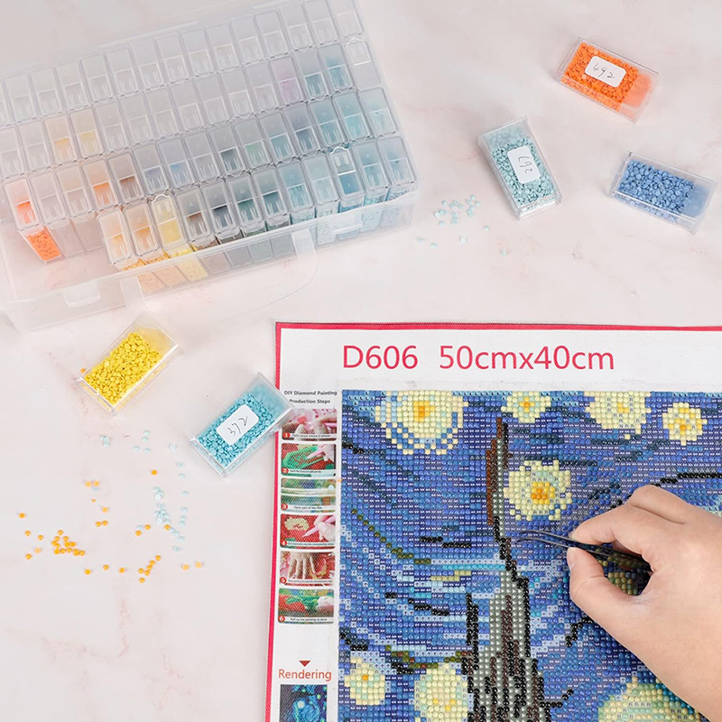 Storage Box Home Desktop Nail Art Diamond Painting Dustproof Transparent Pp Plastic Storage Box