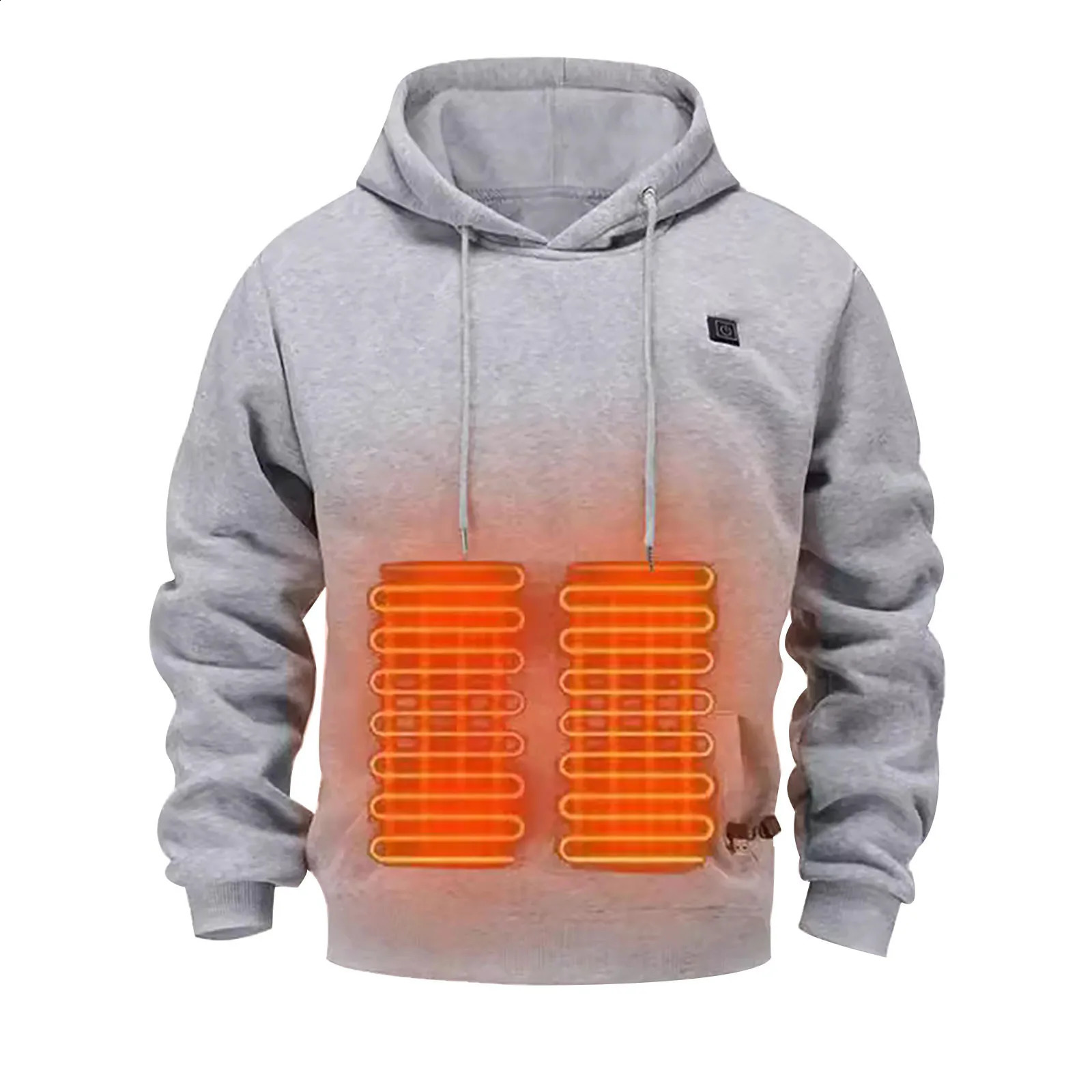 Mens USB Wool Hoodie Autumn/Winter Sweater Solid Color Casual Hoodie Not Including Battery 241203