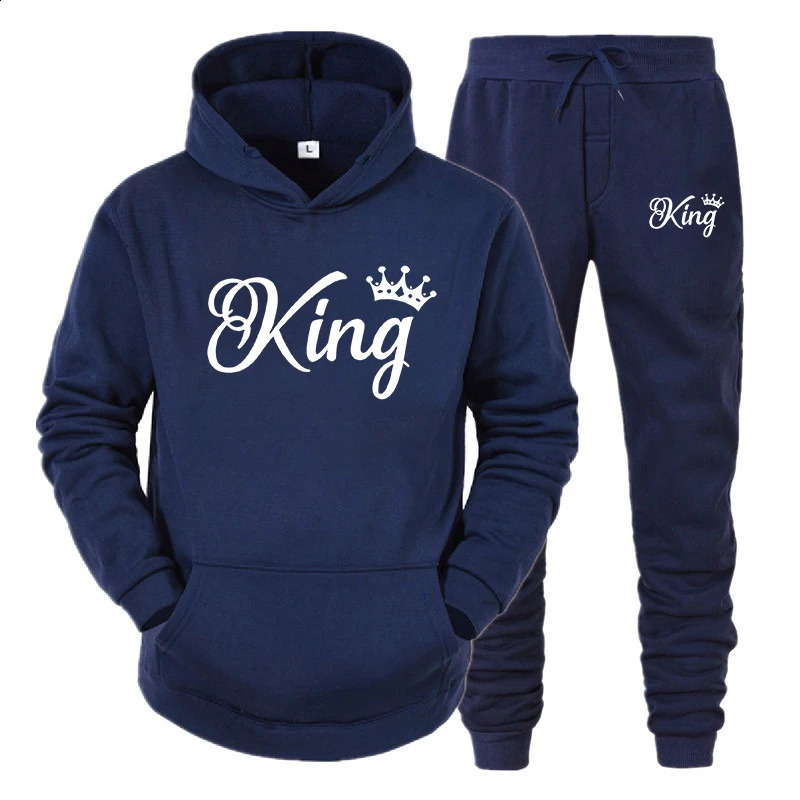 Y2k Style Long Sleeve Hoodie Set for Women Couple Sweaters Hoodie Trends Couple Hoodies Tracksuit Queen King Printed Fashion 241203