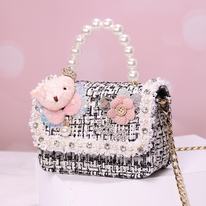 2025NEW New Korean fashion pearl designer handbag cute bear personalized princess crossbody bag Bag trendy handbag