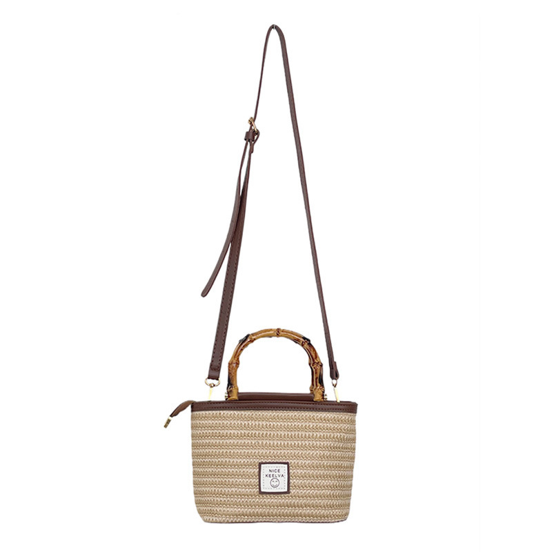 New Fashion Straw Shoulder Bag with leisure High Quality Bamboo Handle Fashion Designer trend s Handheld Small Square Bag Online Red Envelope