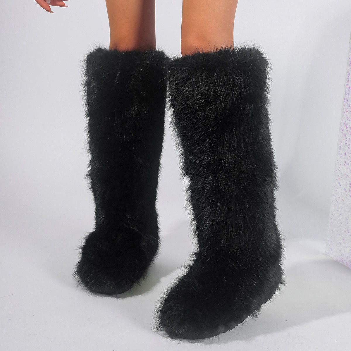 Women Winter Thigh Fluffy Ladies Furry Faux Fox Long Warm Shoes girls er New Plush Knee High Fur Boots 240909