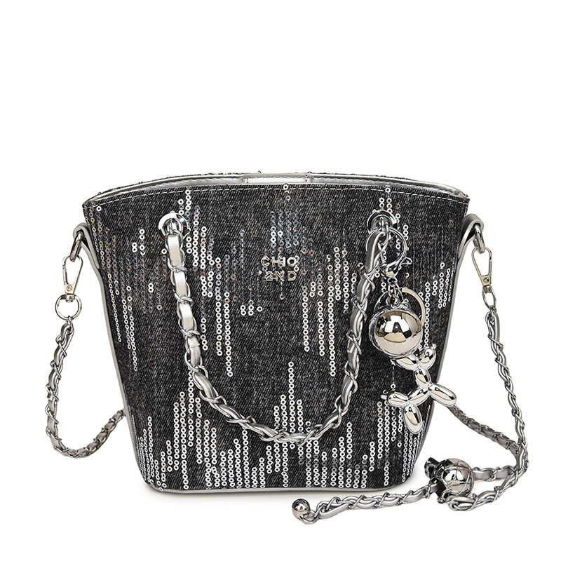 trend New fashionable denim women s shoulder crossbody bag designer high end and trend fashionable chain bucket bag