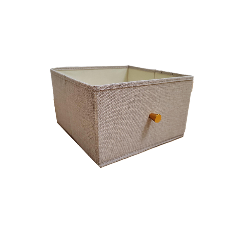 Beige imitation linen single cylindrical handle storage box Convenient storage box for household use
