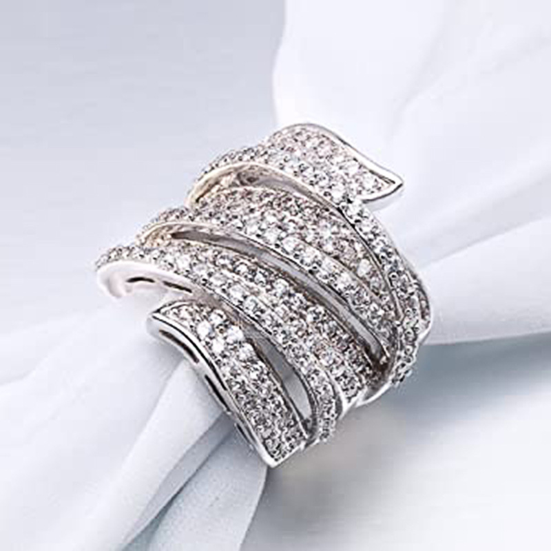 Brand Wedding Rings Luxury Jewelry 925 Sterling Silver Pave White Sapphire CZ Diamond Party Eternity Elegant Gorgeous Women Cross Engagement Designer 