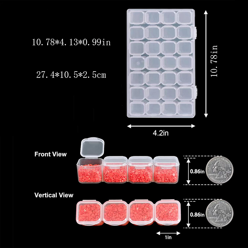 28 Grid Jewelry Storage Box Diamond Painting Nail Tools Loose Beads Transparent Storage Box