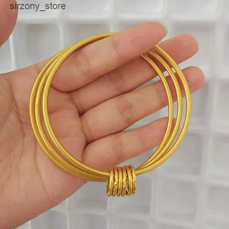 Bangle 9999 24K Real Gold Bracelet with Aperture Bracelet Fixed Mouth Bracelet Valentines Day Gift Girlfriend Bracelet Fashion Bracelet J241205