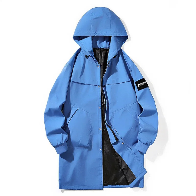 Mens long windproof spring jacket mens long jacket 9XL 8XL mens windbreaker 241203