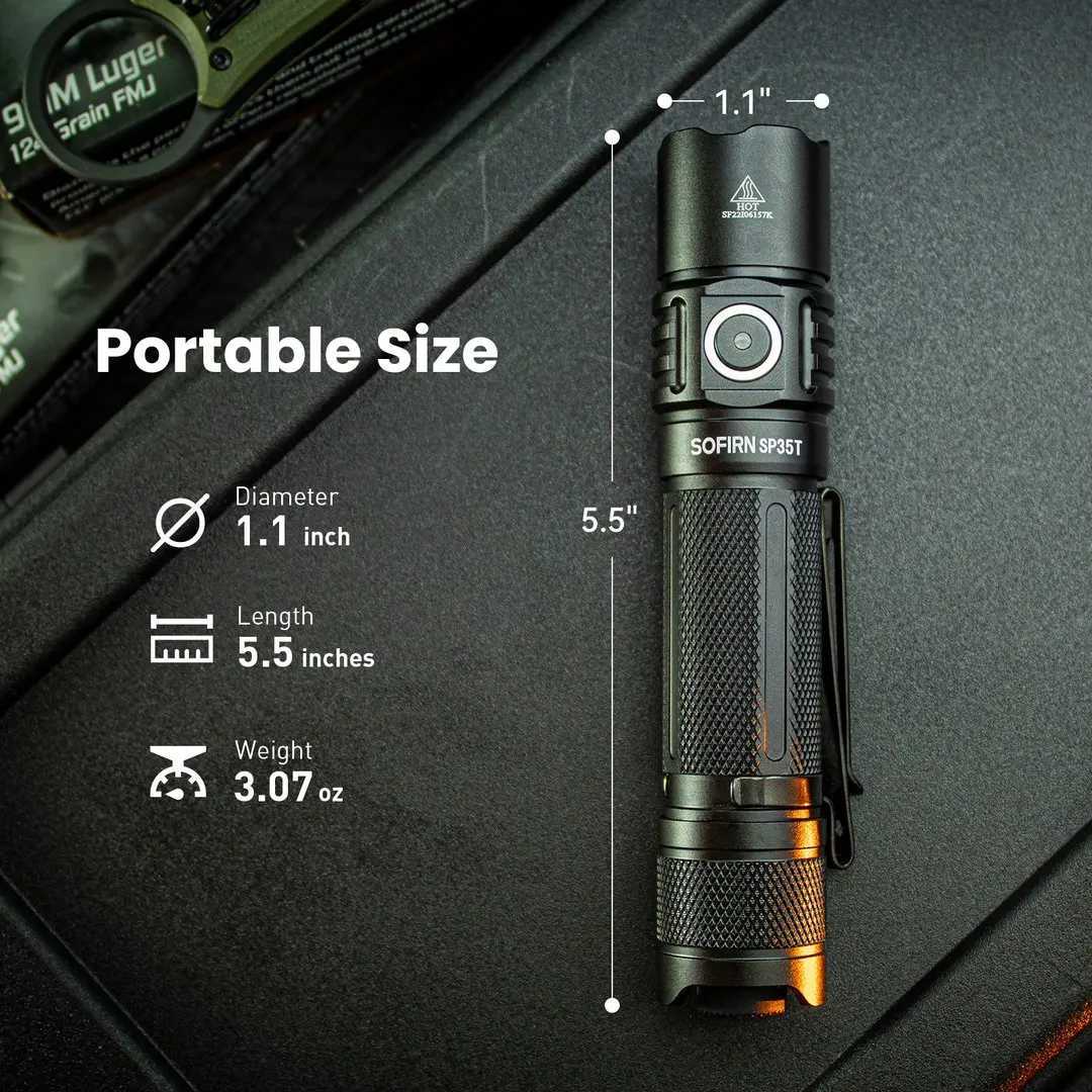 Sofirn SP35T 3800lm Tactical 21700 Flashlight Powerful LED Light USB C Rechargeable Torch with Dual Switch Power Indicator ATR Z241204