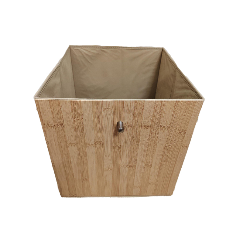 Front wood grain with cylindrical handle storage box Simple and fashionable clothing and sock storage box
