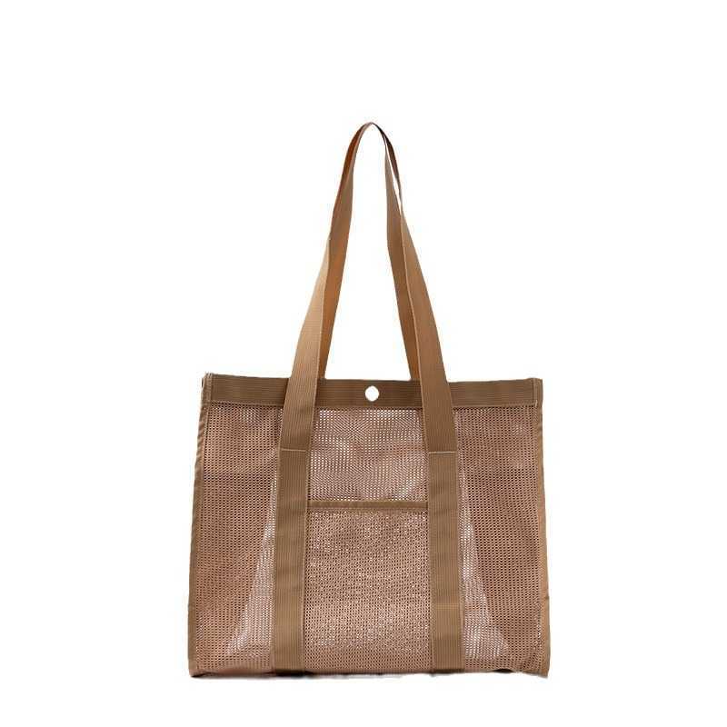 New Korean Style Beach Bag, Fashionable Mesh Hollowed Out Fitness Shoulder Bag, Leisure Swimming Bag, Travel Storage and Toiletries Bag