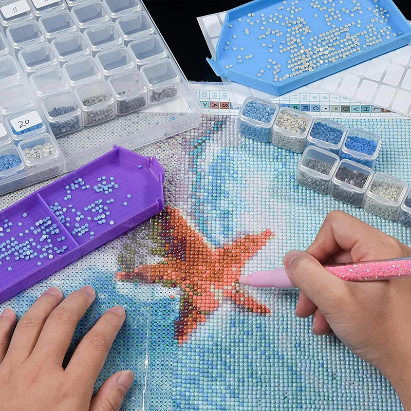 Home Storage Box Earrings Ring Jewelry Rice Beads Nail Diamond Transparent Multi-functional Storage Box