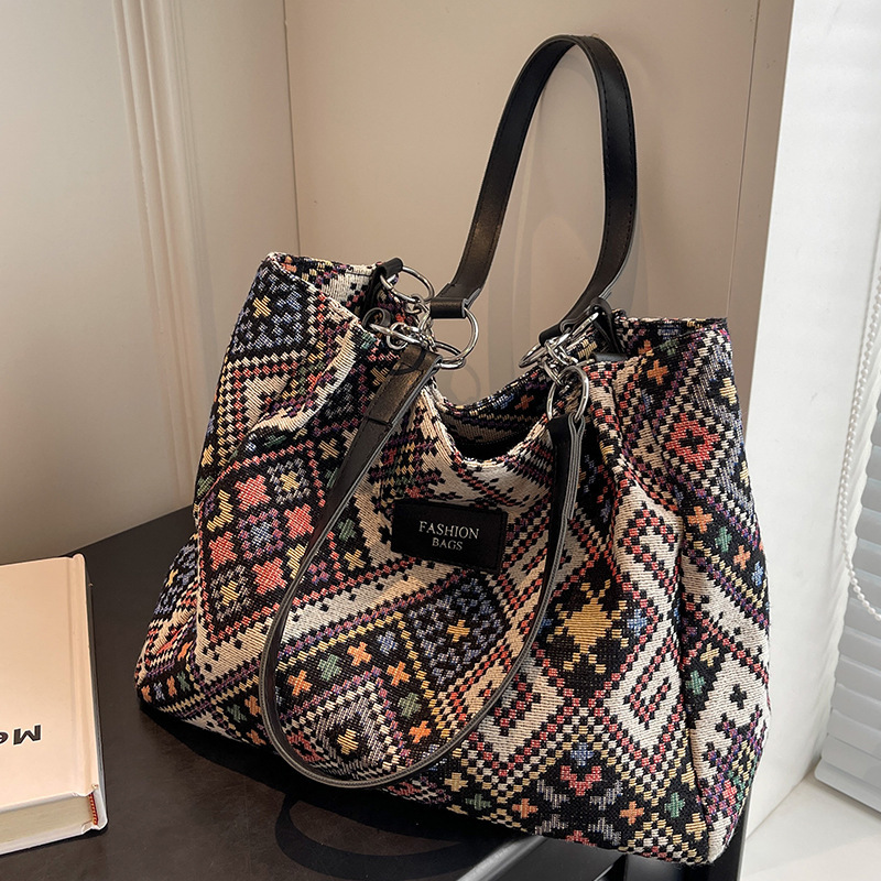 New women s canvas shoulder environmentally friendly reusable designer retro shopping fashion large capacity handbag casual simple women s bag bag