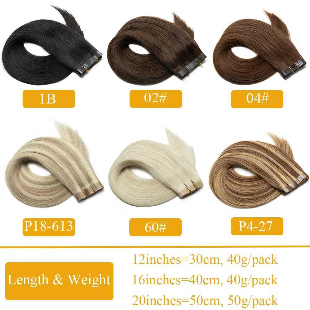 Straight Long PU Tape Weft Human Hair Extensions 12-22 Blonde Brown PU Skin Tape in Hair Flat Weft Sew In MicroLinks Hair S25526