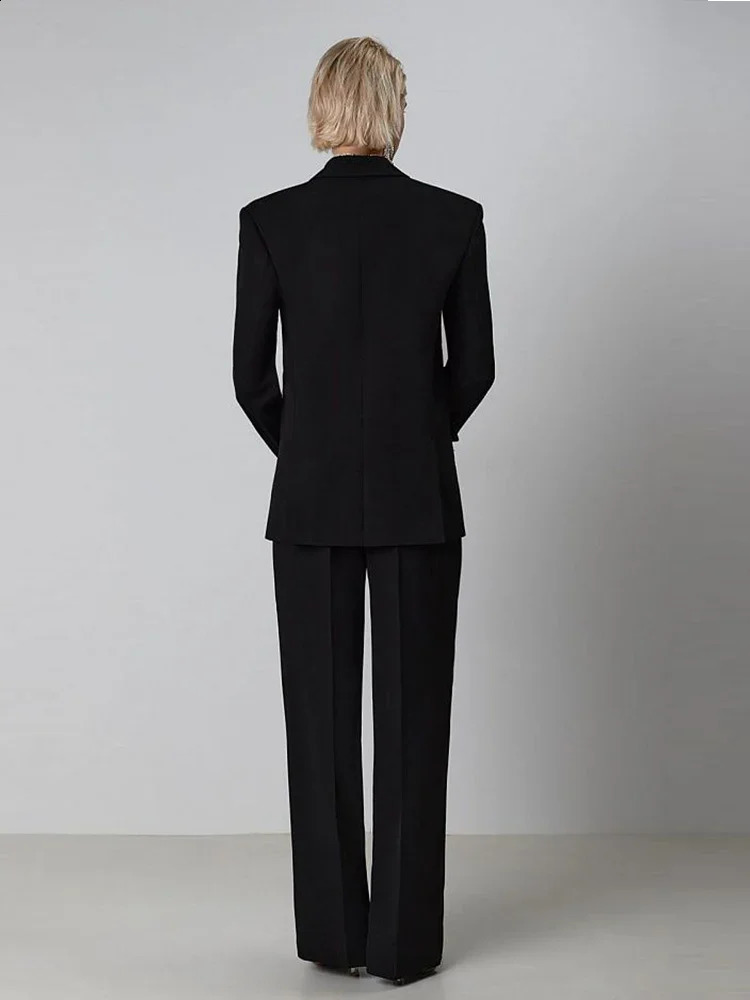 Sexy Feathers Blazer PantSuit Women Black Rose Red Feather Long Sleeve Blazer JacketHihg Waist Pants Two Piece Sets Party Suits 241203