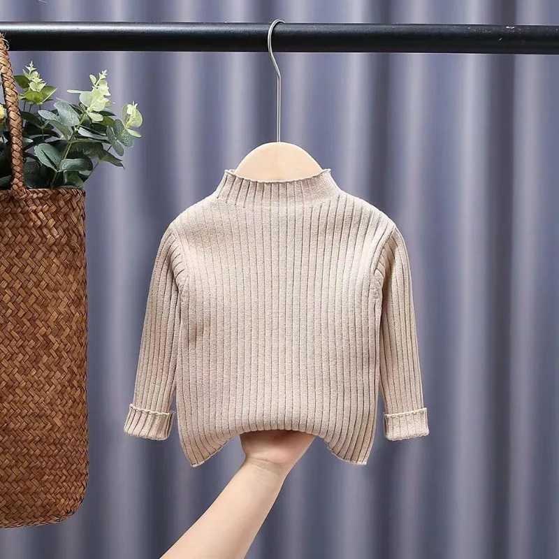 Home>Products>High neck baby sweaters>Autumn and winter childrens sweaters>Long sleeved solid color knitted sweaters W241205
