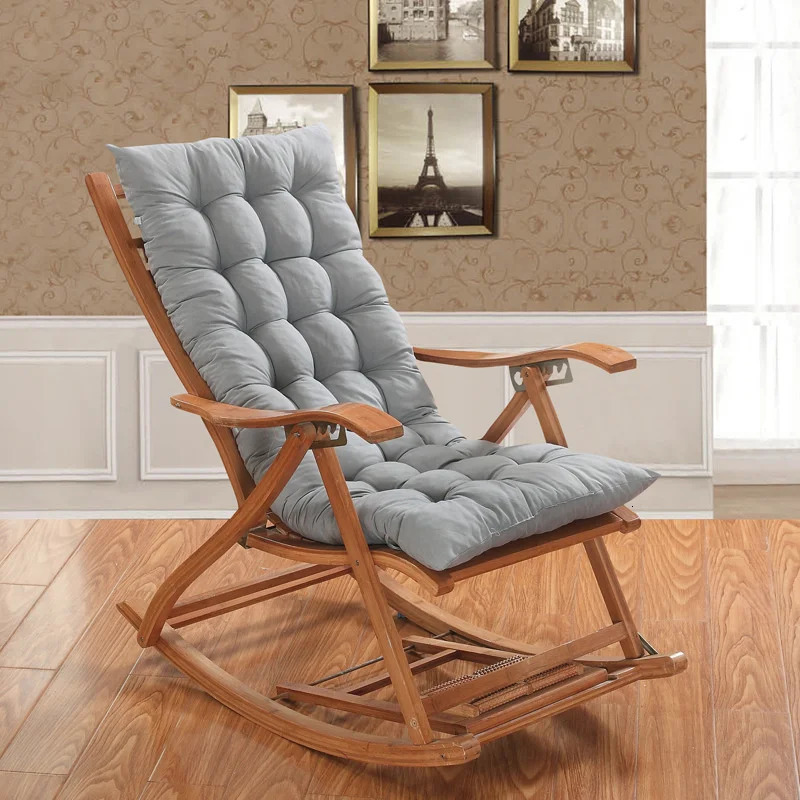 Four season thick bench cushion rocking chair solid color thick outdoor garden lounge chair 241205