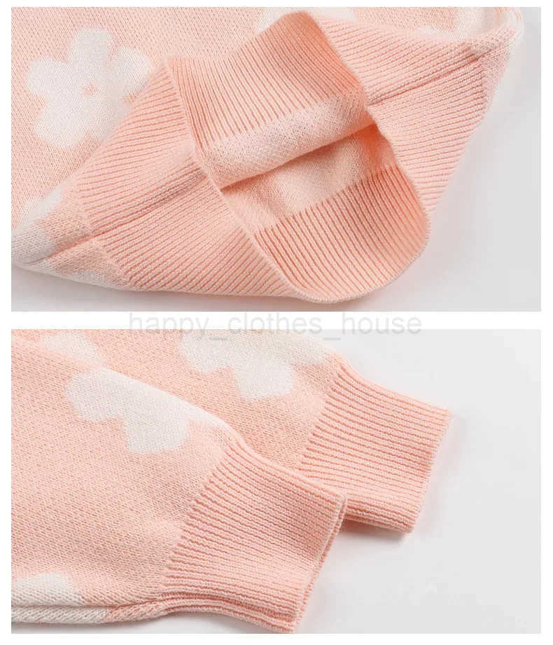 4410 Buy 2pcs Wholesale Baby Sweater Set 2024 Autumn New Cotton Baby Knitted Sweater Suit Flower Sweater +Pant Two-piece SuitXJ241205