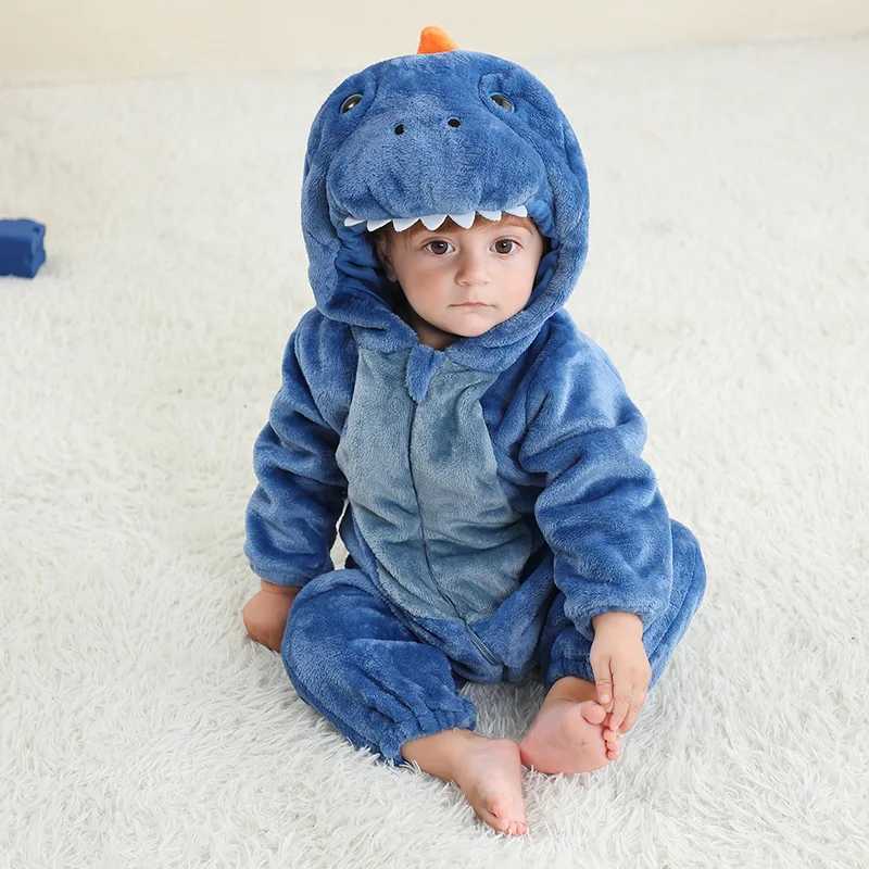 Pajamas Dinosaur Romper Baby Boy Girls Pajama Toddlers Winter Outfit Halloween Animal Suit Onesie Festival Party Bebe Clothes Kigurumis H241205