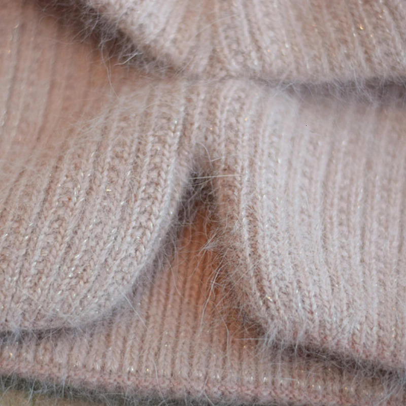 Autumn and Winter Rabbit Fur Bear Hat Womens True Fox Fur Ball Knitted Hat Fashion Split Ear Protection Wool Hat 241205