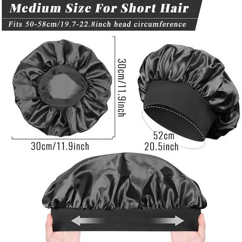 1pcs Soft Silk Satin Lined Bonnet Large Satin Hair Bonnet Household Sleep Shower C Hair Wr Cover for Long Hair Salon ToolXJ241205