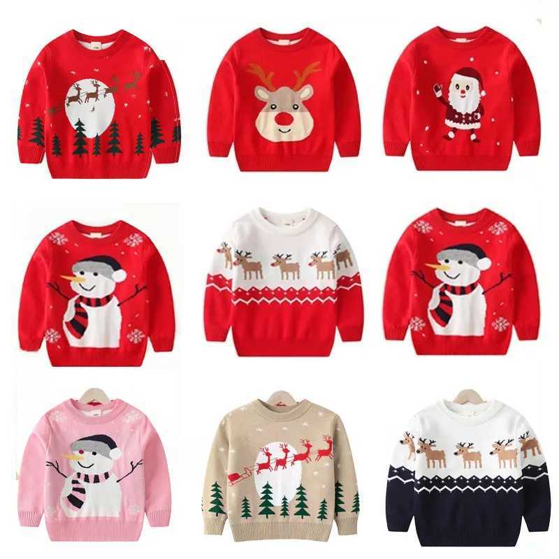2024 autumn childrens clothing Christmas sweaters long sleeved deer knitted tops childrens clothing boys sweaters W241205