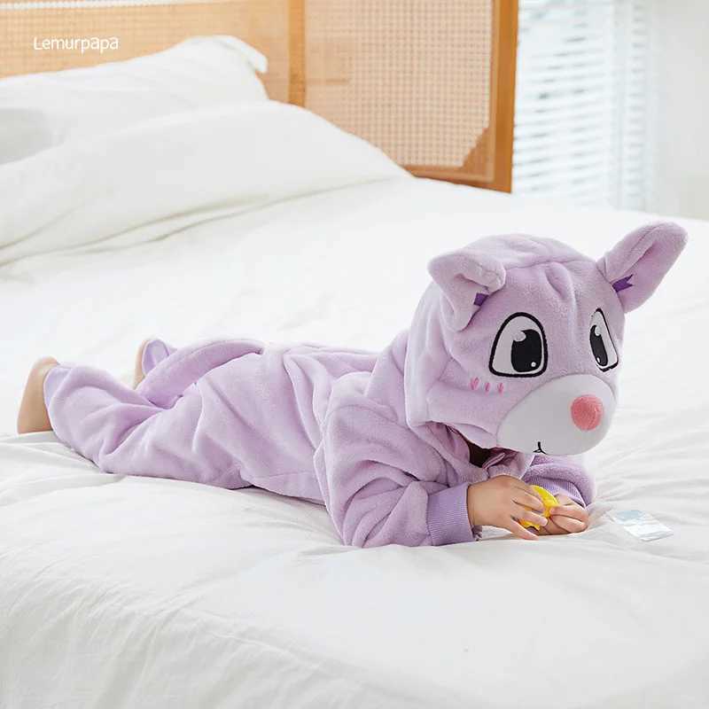 Pajamas Purple Bat Romper Baby Boy Girl Pajama Toddlers Winter Outfit Halloween Animal Suit Onesie Festival Party Bebe Clothes Kigurumis H241205