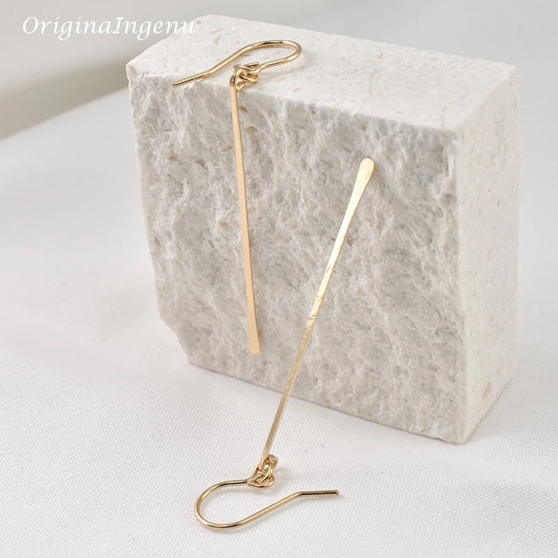 Handmade long rod earrings 925 silver/gold filled hammer shaped jewelry minimalism Brinkos retro Olberen womens earrings 241205