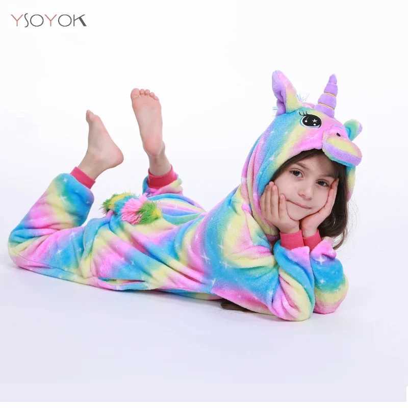 Pajamas Kigurumi Childrens Pajamas For Boys Girls Pajamas Flannel Kids Pijamas Suit Animal Sleepwear Winter Cat Onesies H241205