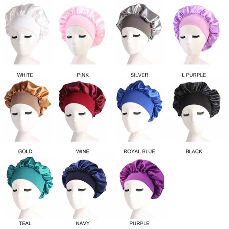 1pc Silk Head Wr Shower C Adjust Solid Satin Bonnet Hair Styling C Long Hair Care Women Night Sleep Hat Hair Styling ToolsXJ241205