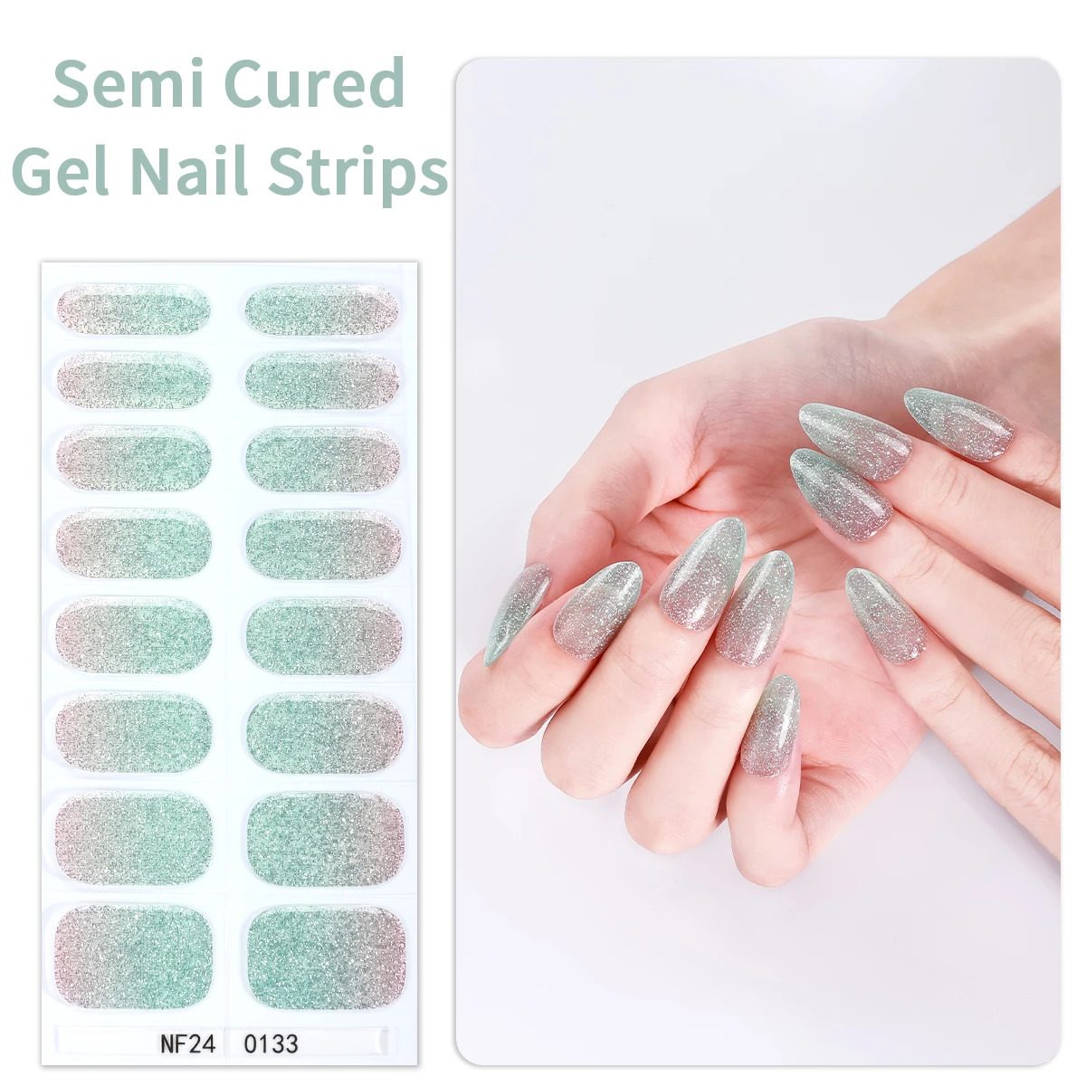6 pieces/set Flash semi curing gel nail strip Cats eye gel nail sticker Long life full set gel nail package for Year gift 241205