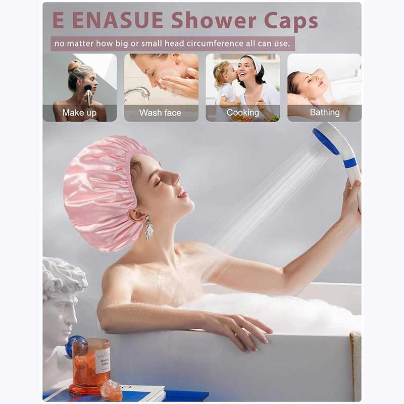 Reusable 3-layer shower c extra large waterproof shower c for all types of long hair adjustable womens shower cXJ241205
