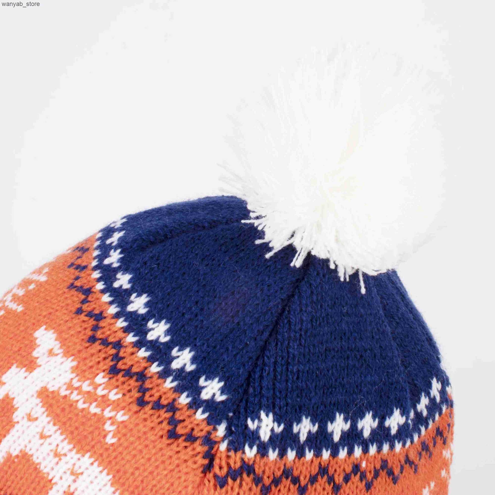 Cloches Connectyle Preschool Baby Boys and Girls Winter Skull Hat Deer Jacquard Childrens Earrings Thick Warm Knitted Wool Hat L240910