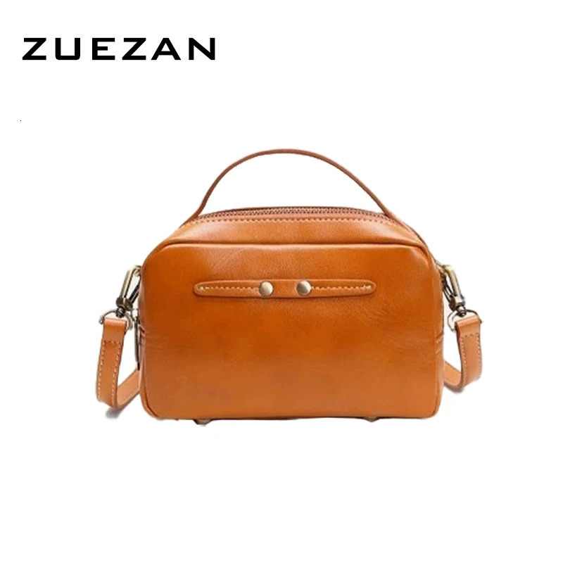 2 Zipper BagsVegetable Tanning Leather Bag Real Cow SkinWomen Genuine Shoulder Messenger Cross body BagD376 241204